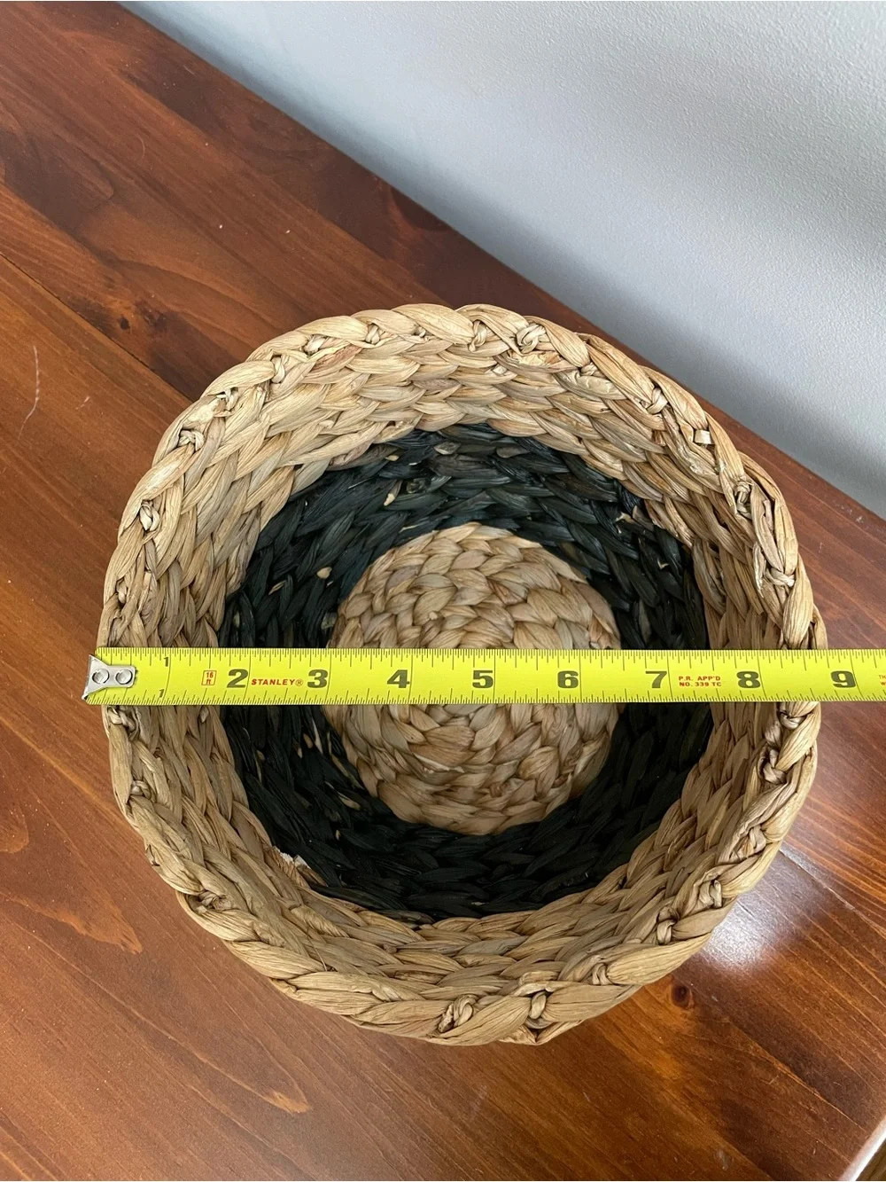 Handwoven Two-Tone Seagrass Storage Basket - Natural and Black